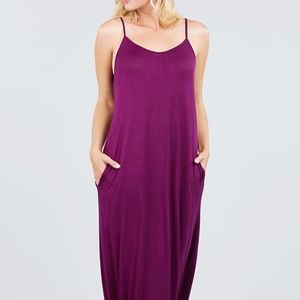 Plum burgundy purple maxi sundress with pockets!